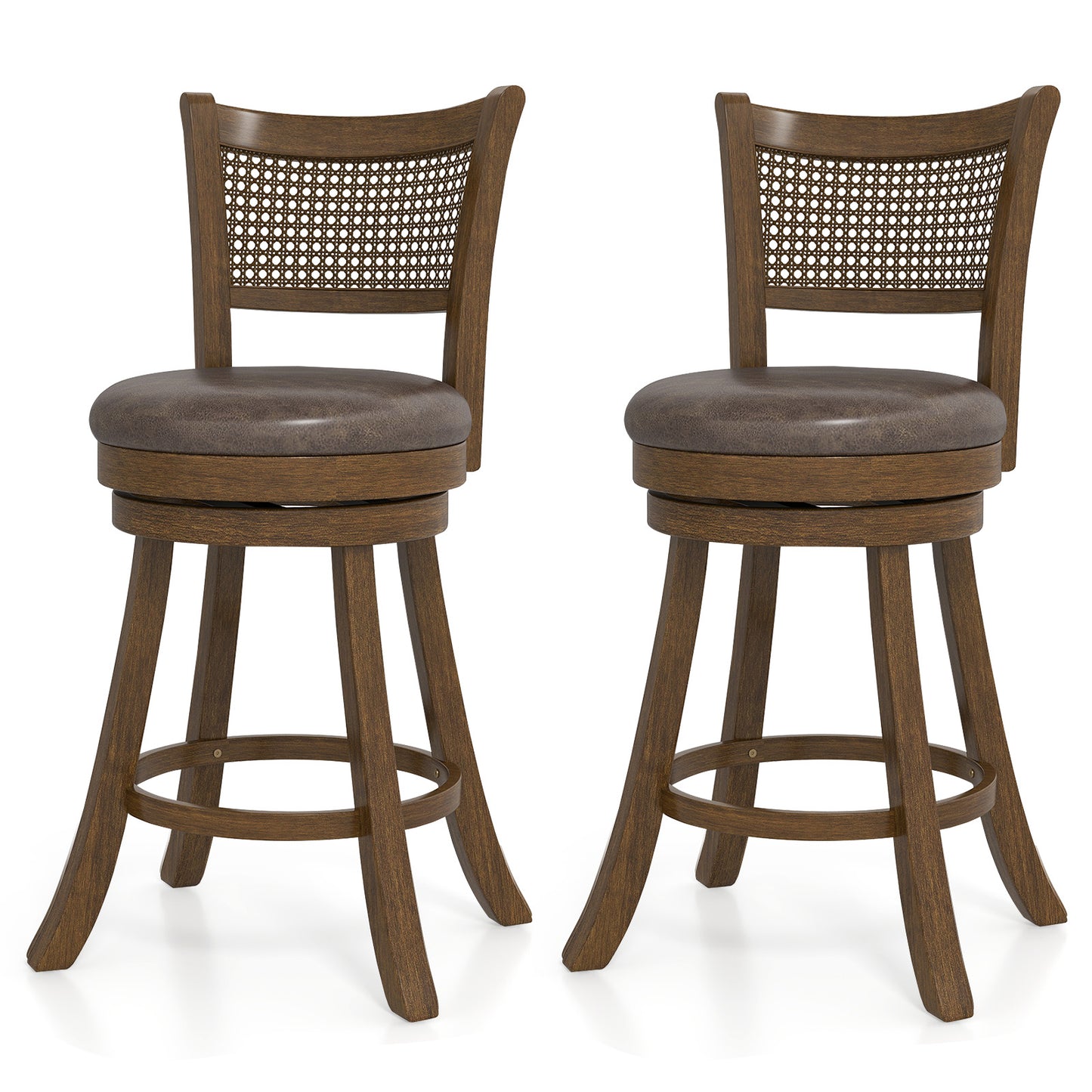 Swivel Bar Stools Set of 2, 25" Counter Height with Backrest