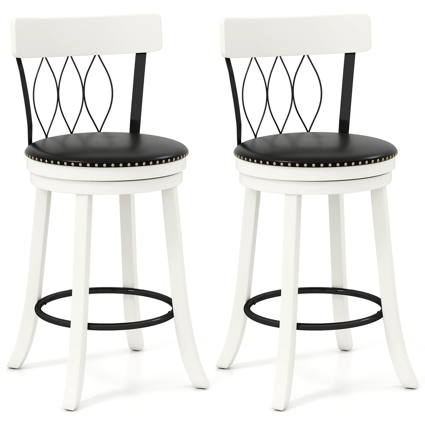 Swivel Bar Stools Set of 2 with Footrest - 26 & 30 Inch