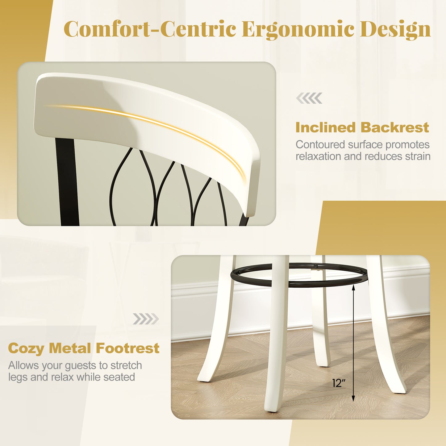 Swivel Bar Stools Set of 2 with Footrest - 26 & 30 Inch