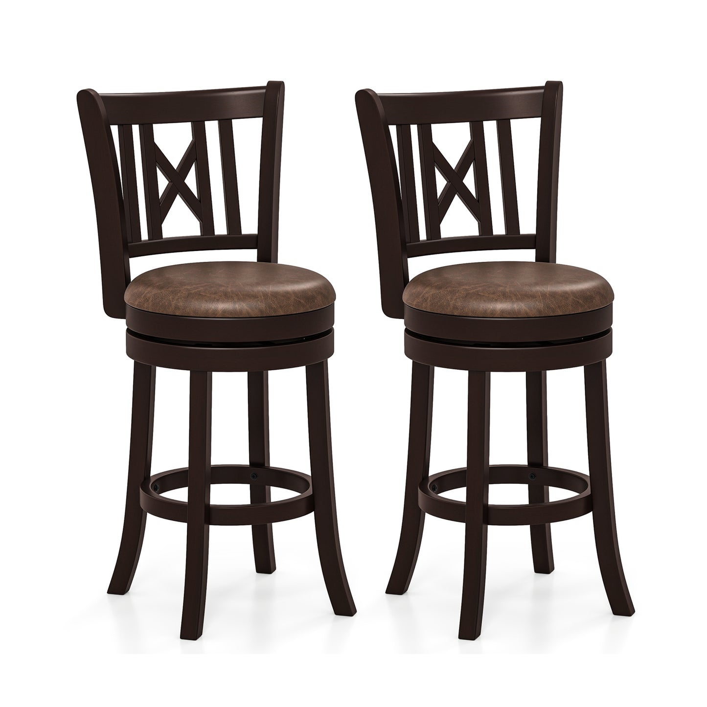 Swivel Bar Stools Set of 2 with Footrest - 26 & 30 Inch