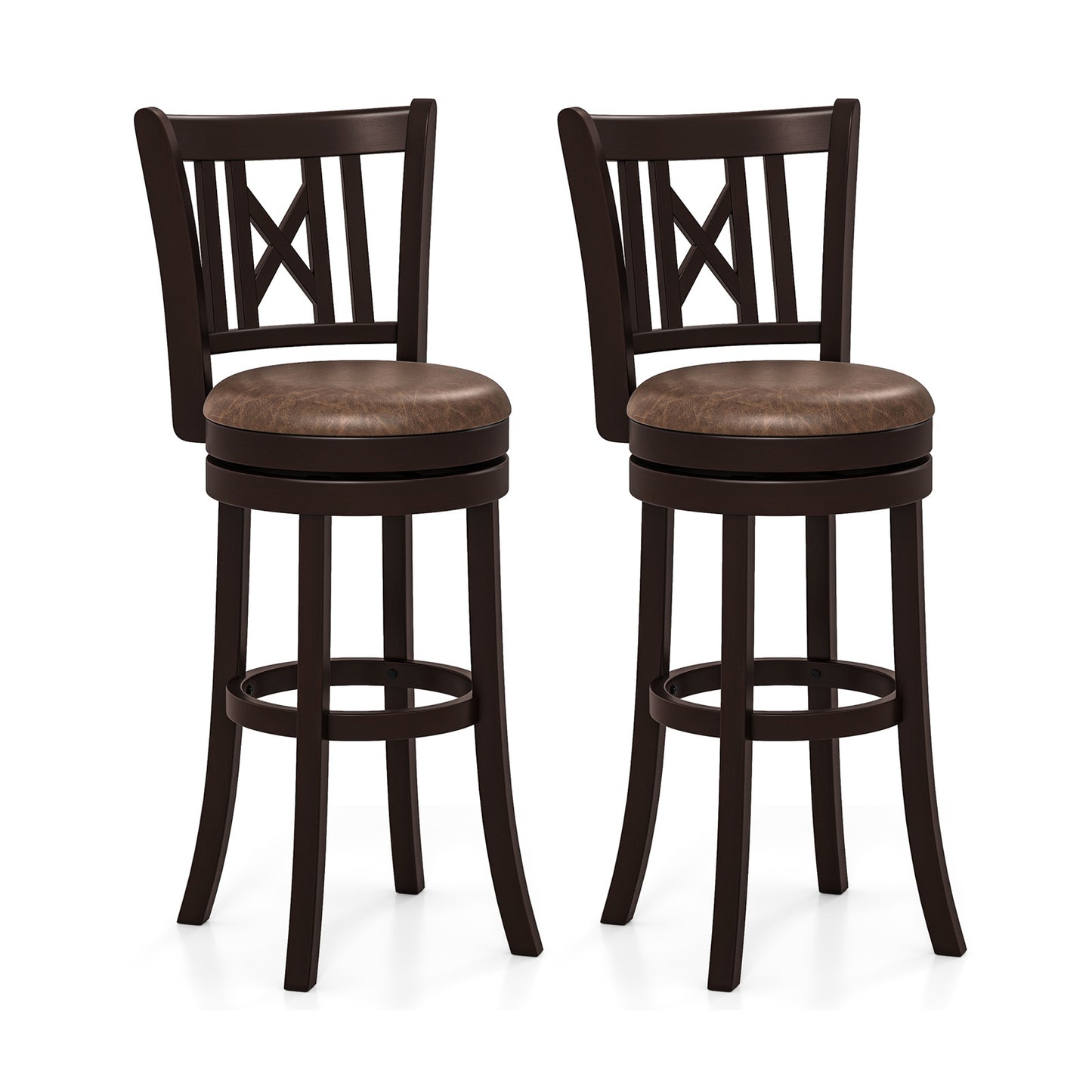 Swivel Bar Stools Set of 2 with Footrest - 26 & 30 Inch