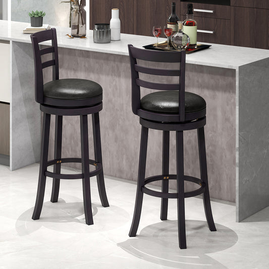 Swivel Bar Stools Set of 2 with PU Upholstered Seats