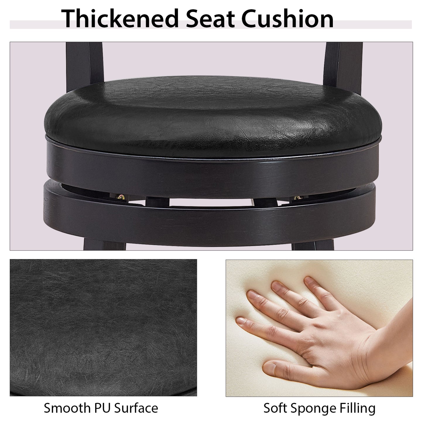 Swivel Bar Stools Set of 2 with PU Upholstered Seats
