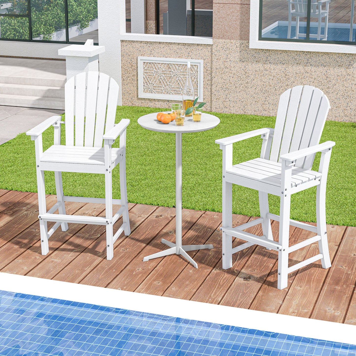 Counter Height Outdoor Bar Stools Set of 2 with Armrests