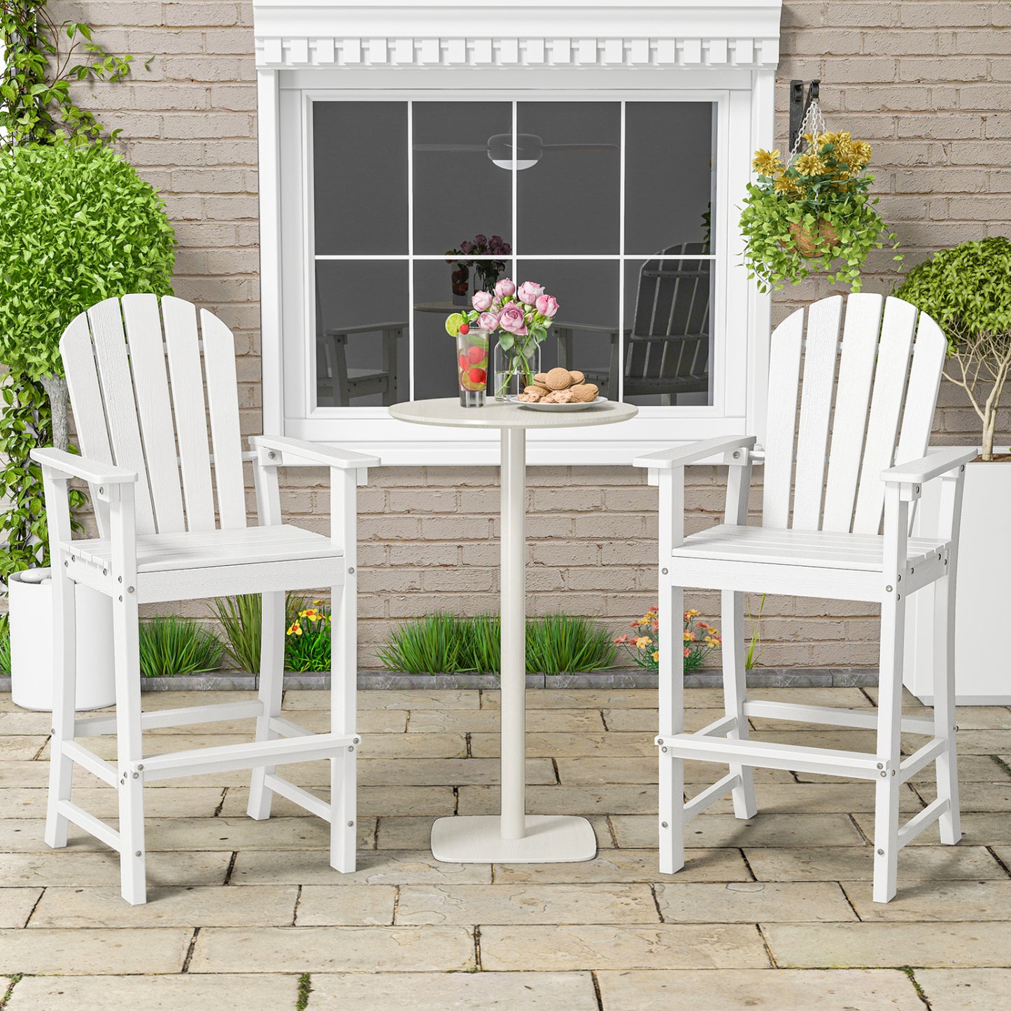Counter Height Outdoor Bar Stools Set of 2 with Armrests