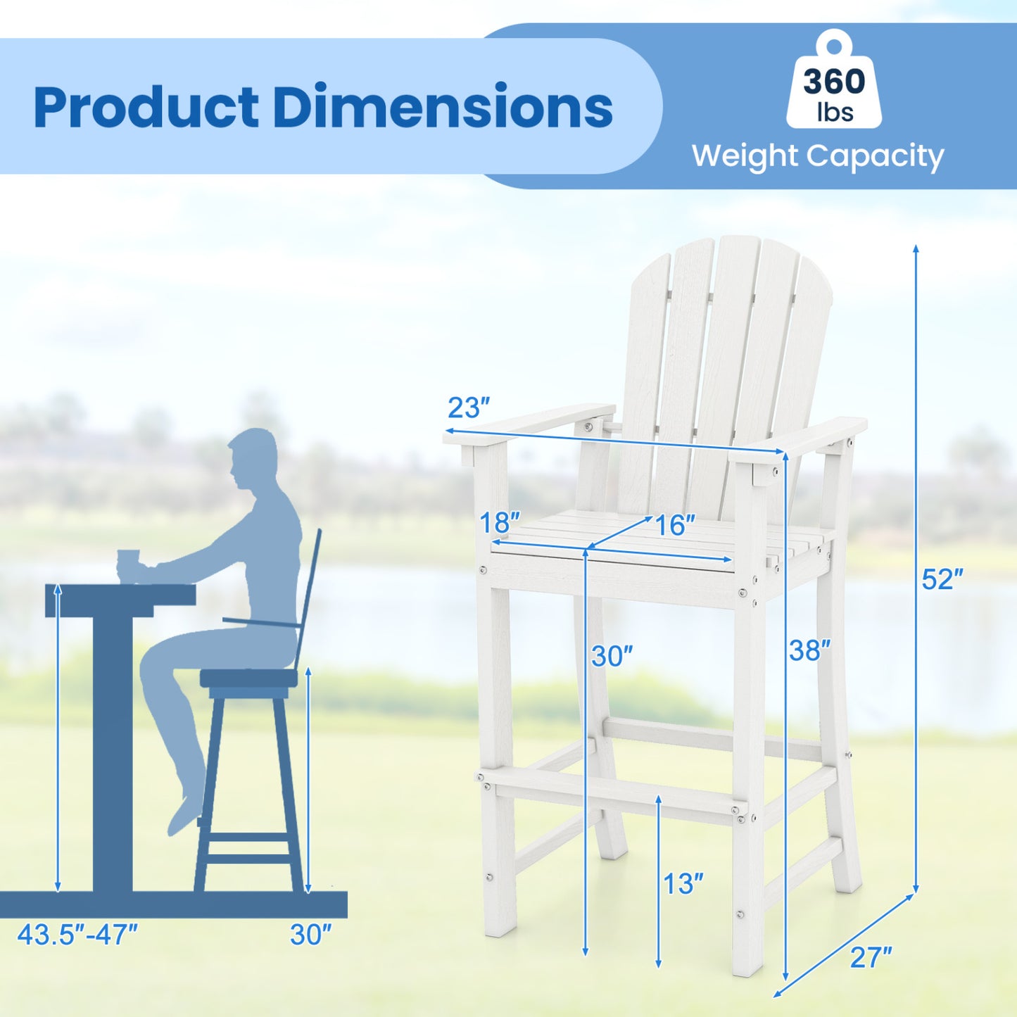 Counter Height Outdoor Bar Stools Set of 2 with Armrests