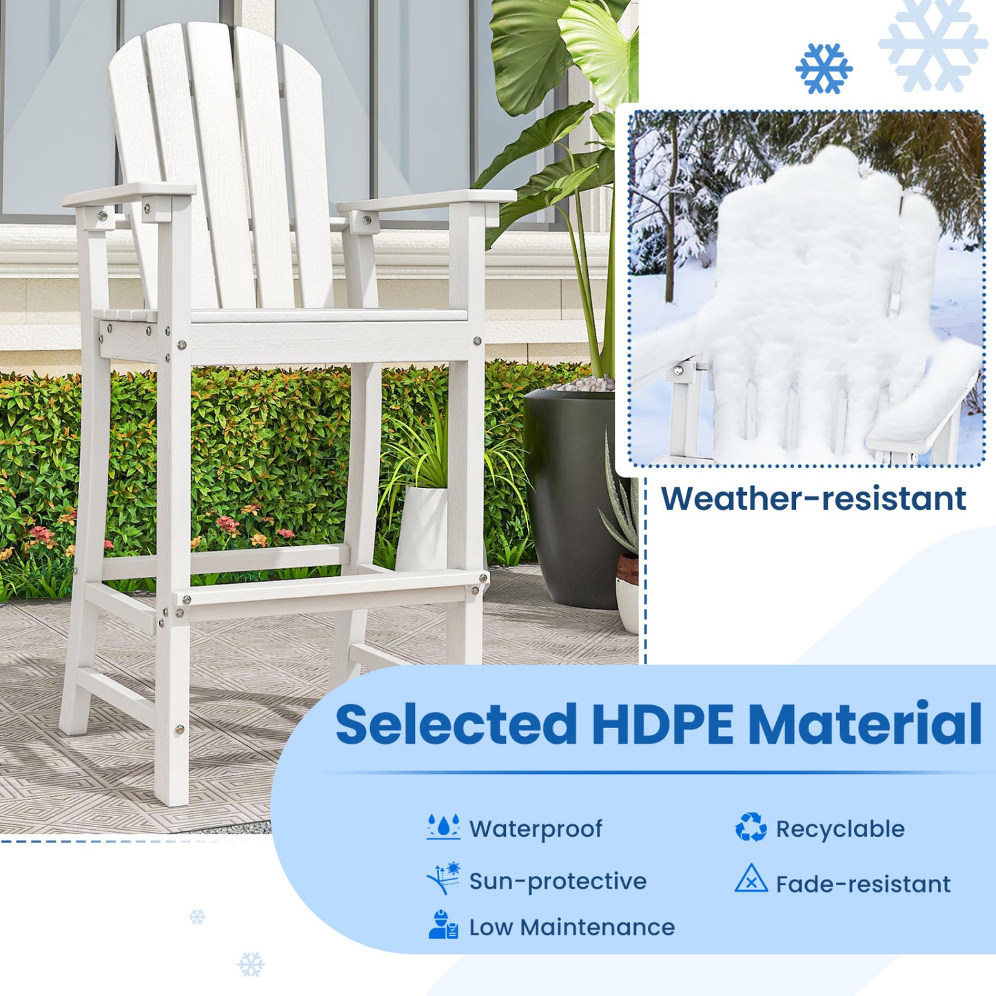 Counter Height Outdoor Bar Stools Set of 2 with Armrests