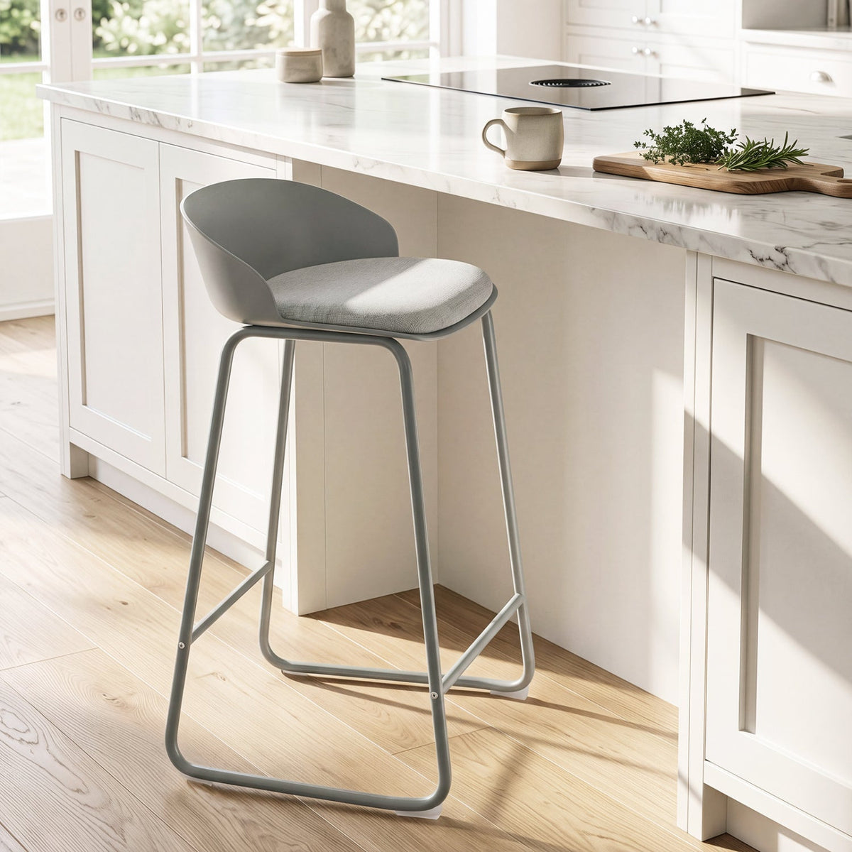 Counter Height Bar Stools Set of 2 with Curved Backrest