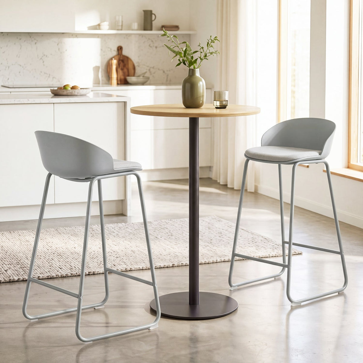 Counter Height Bar Stools Set of 2 with Curved Backrest