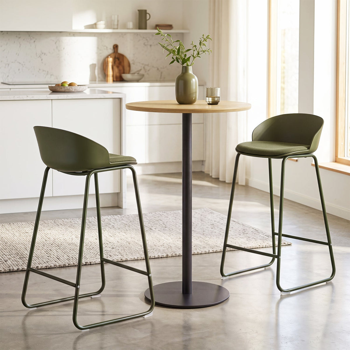 Counter Height Bar Stools Set of 2 with Curved Backrest