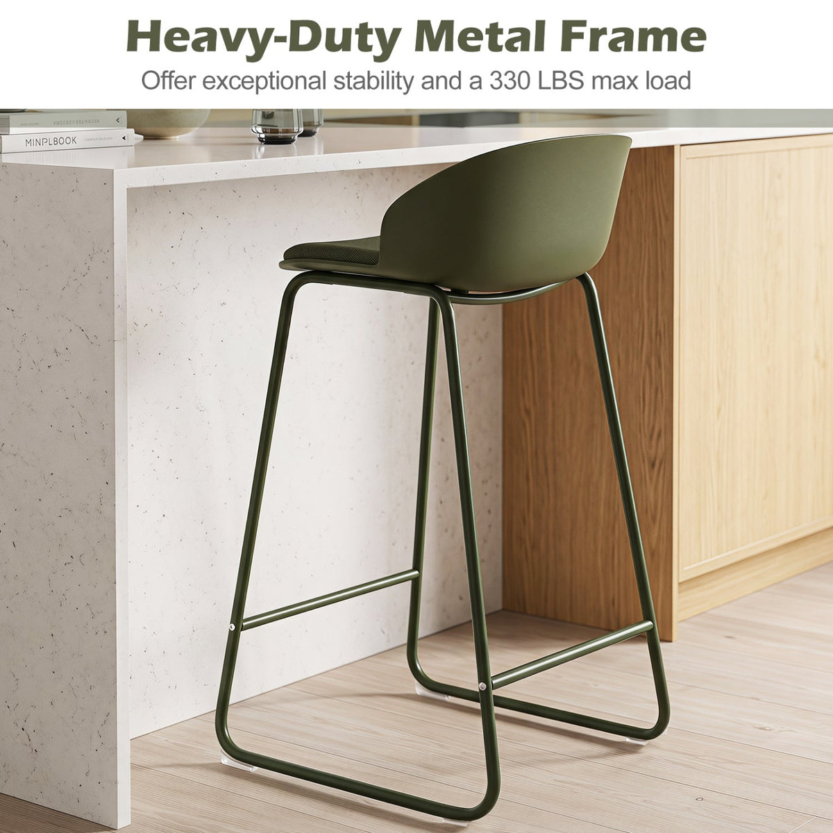 Counter Height Bar Stools Set of 2 with Curved Backrest