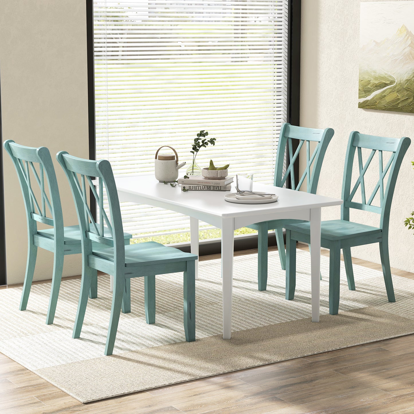 Cross Back Dining Chairs Set of 2 - Rubber Wood