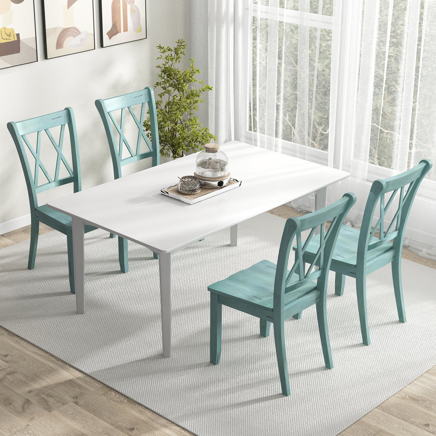 Cross Back Dining Chairs Set of 2 - Rubber Wood