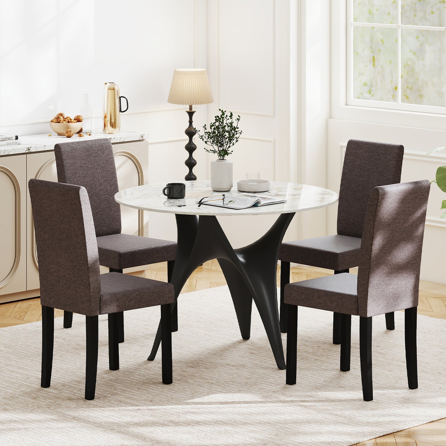 Mid-Century Upholstered Dining Chairs, Set of 2