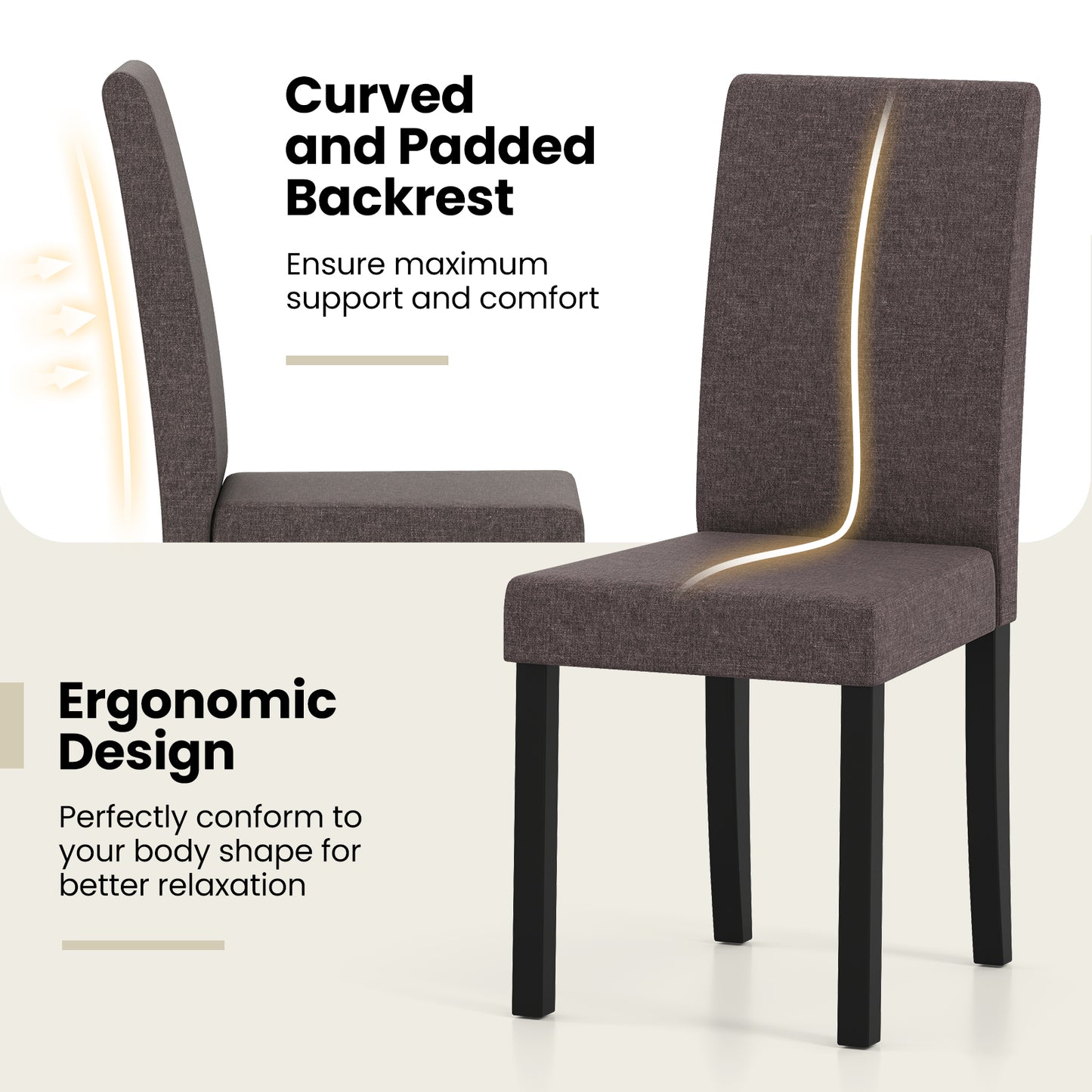Mid-Century Upholstered Dining Chairs, Set of 2