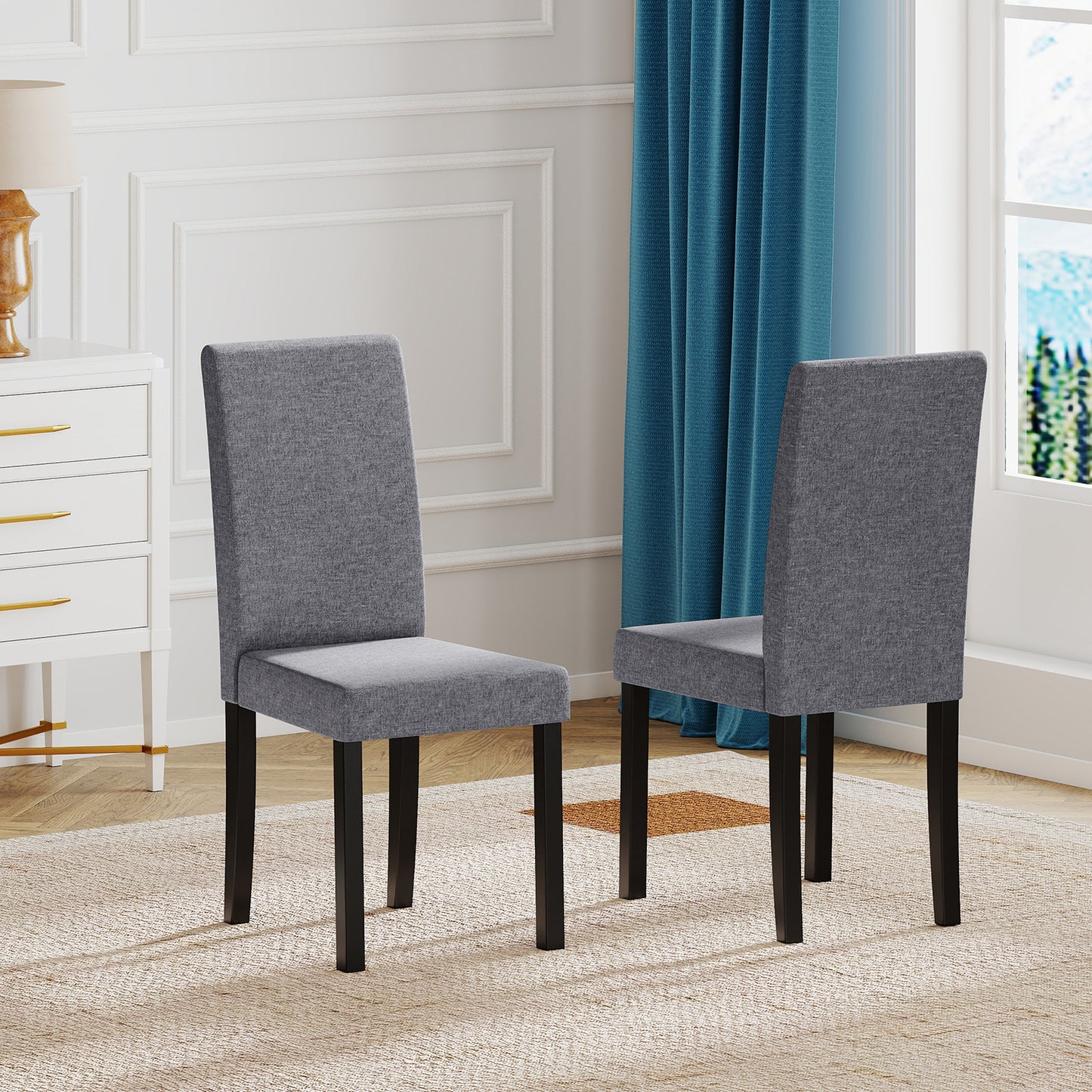 Mid-Century Upholstered Dining Chairs, Set of 2