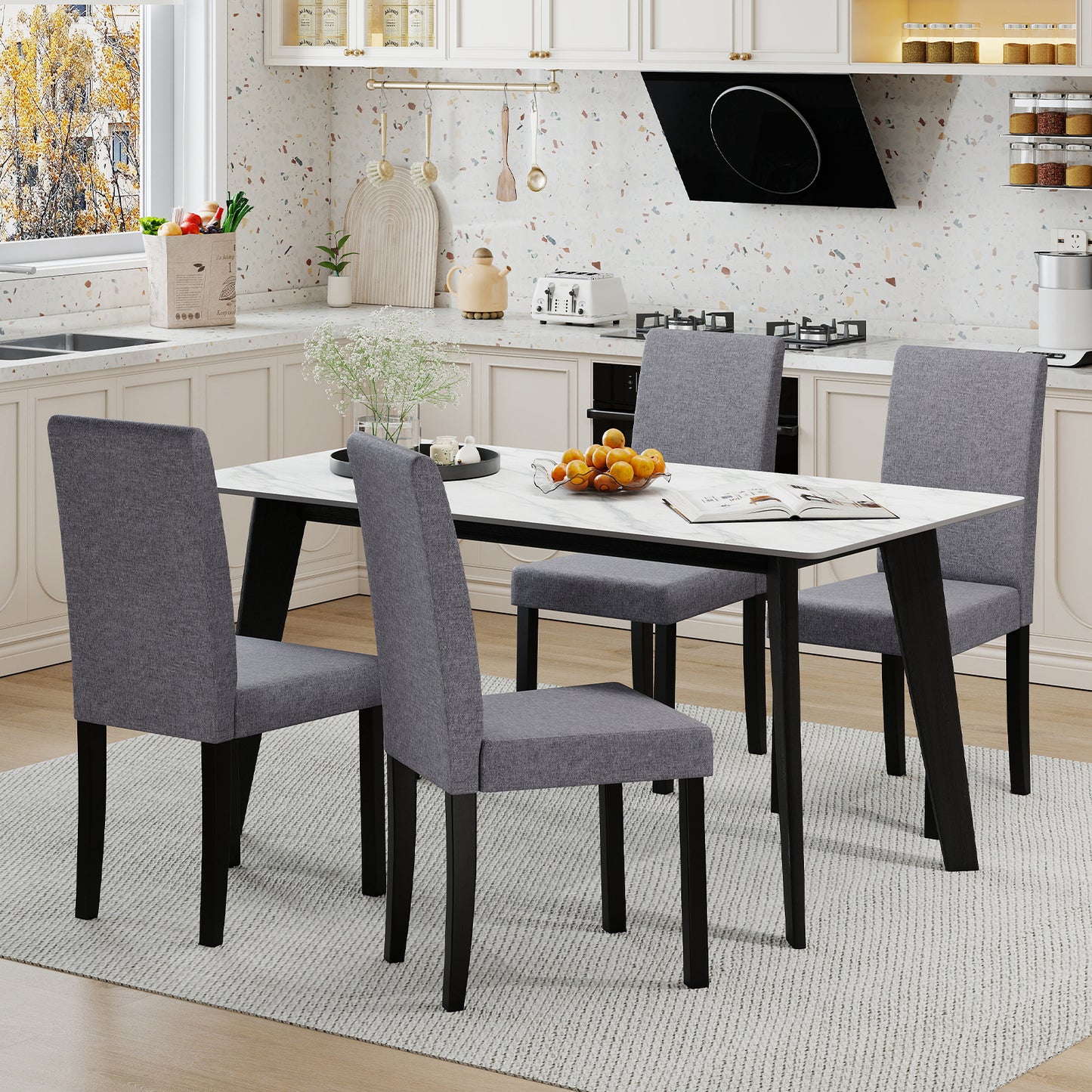 Mid-Century Upholstered Dining Chairs, Set of 2