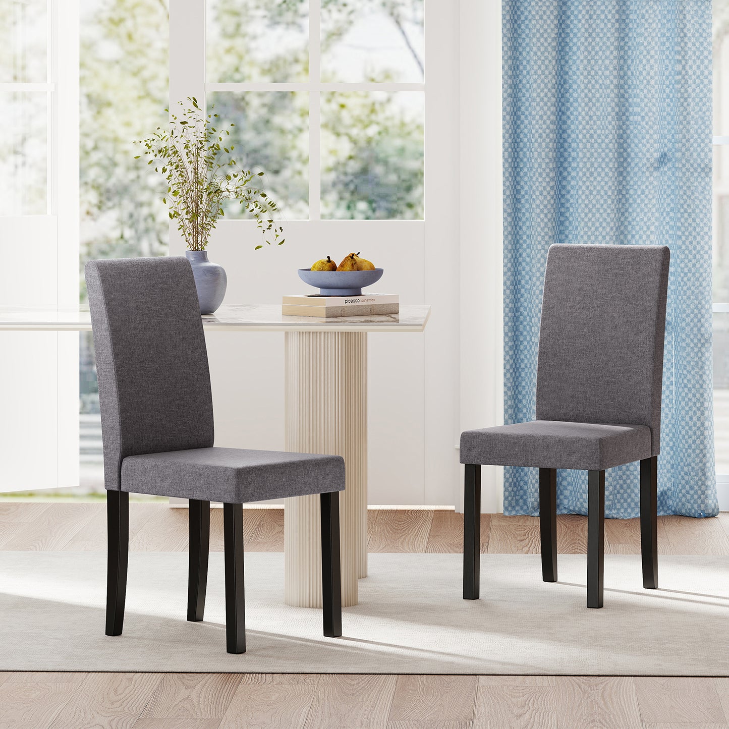 Mid-Century Upholstered Dining Chairs, Set of 2
