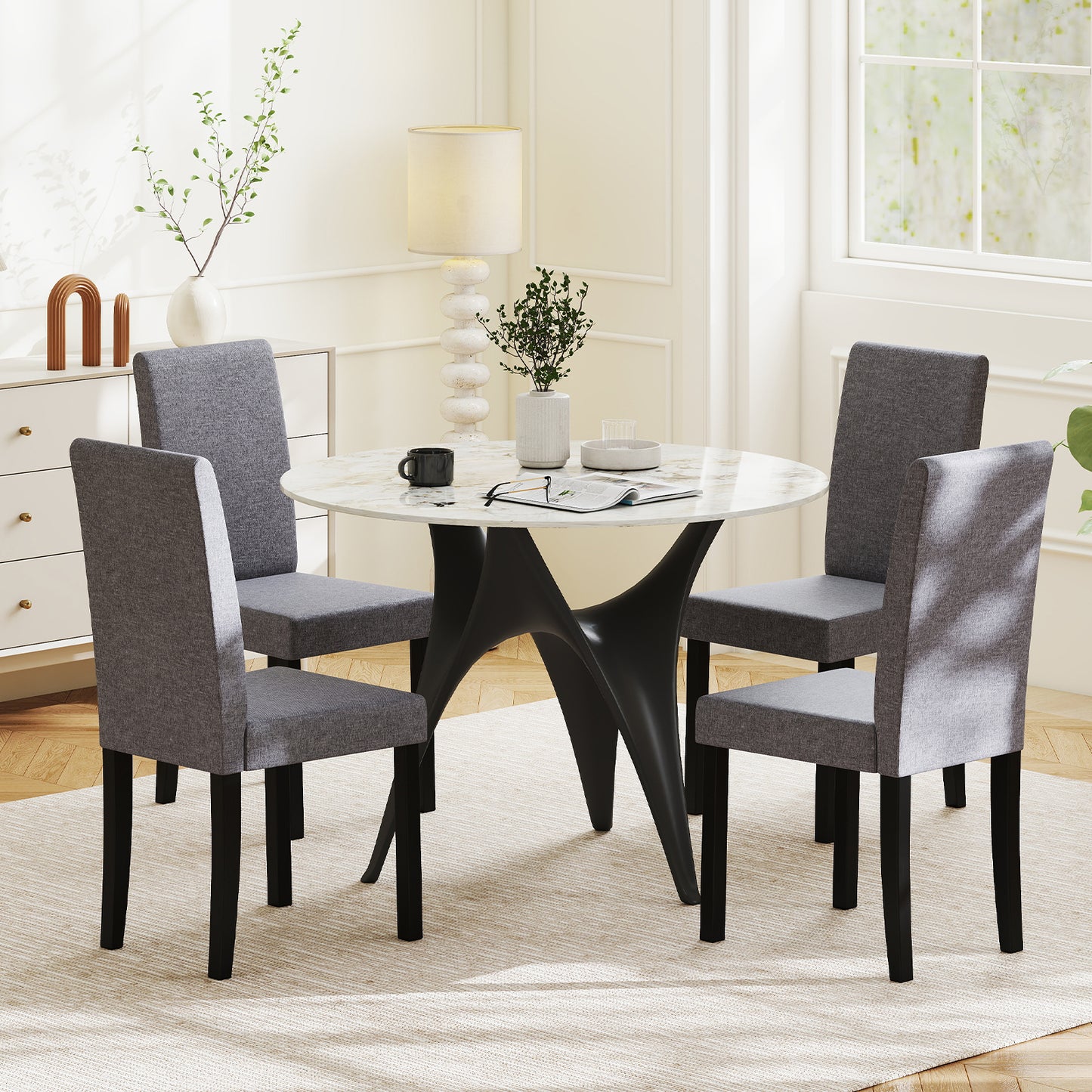 Mid-Century Upholstered Dining Chairs, Set of 2