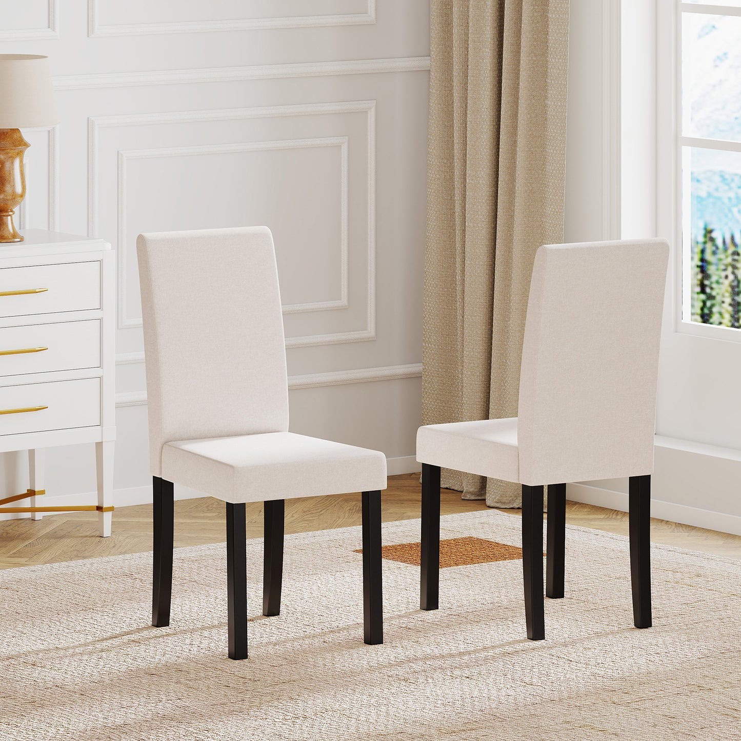 Mid-Century Upholstered Dining Chairs, Set of 2