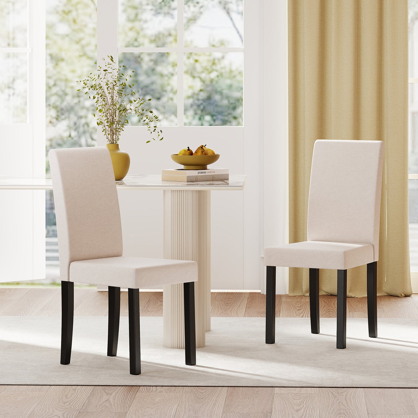 Mid-Century Upholstered Dining Chairs, Set of 2
