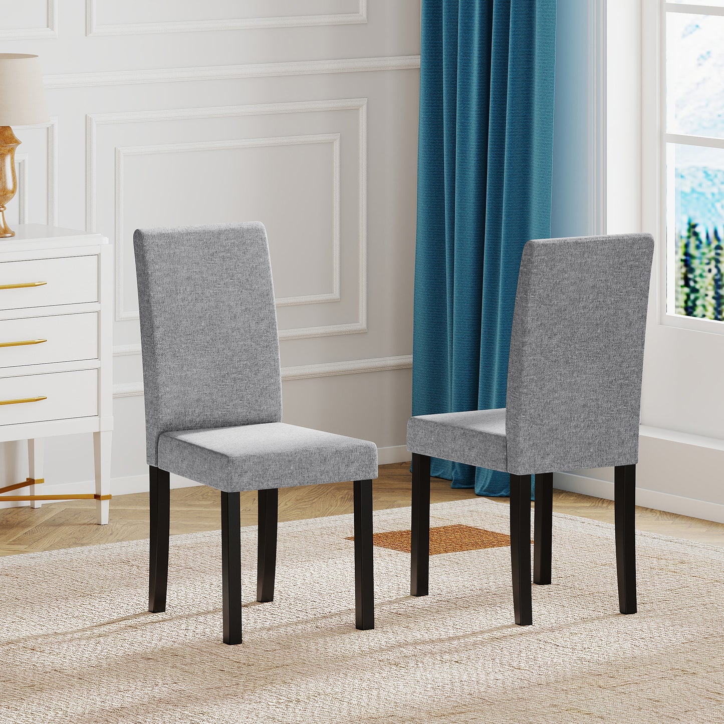 Mid-Century Upholstered Dining Chairs, Set of 2