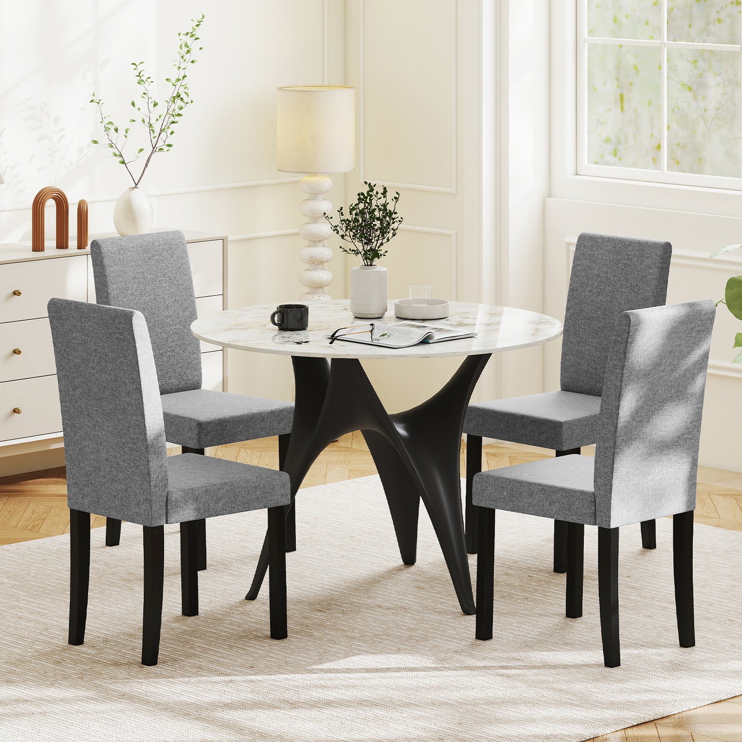 Mid-Century Upholstered Dining Chairs, Set of 2