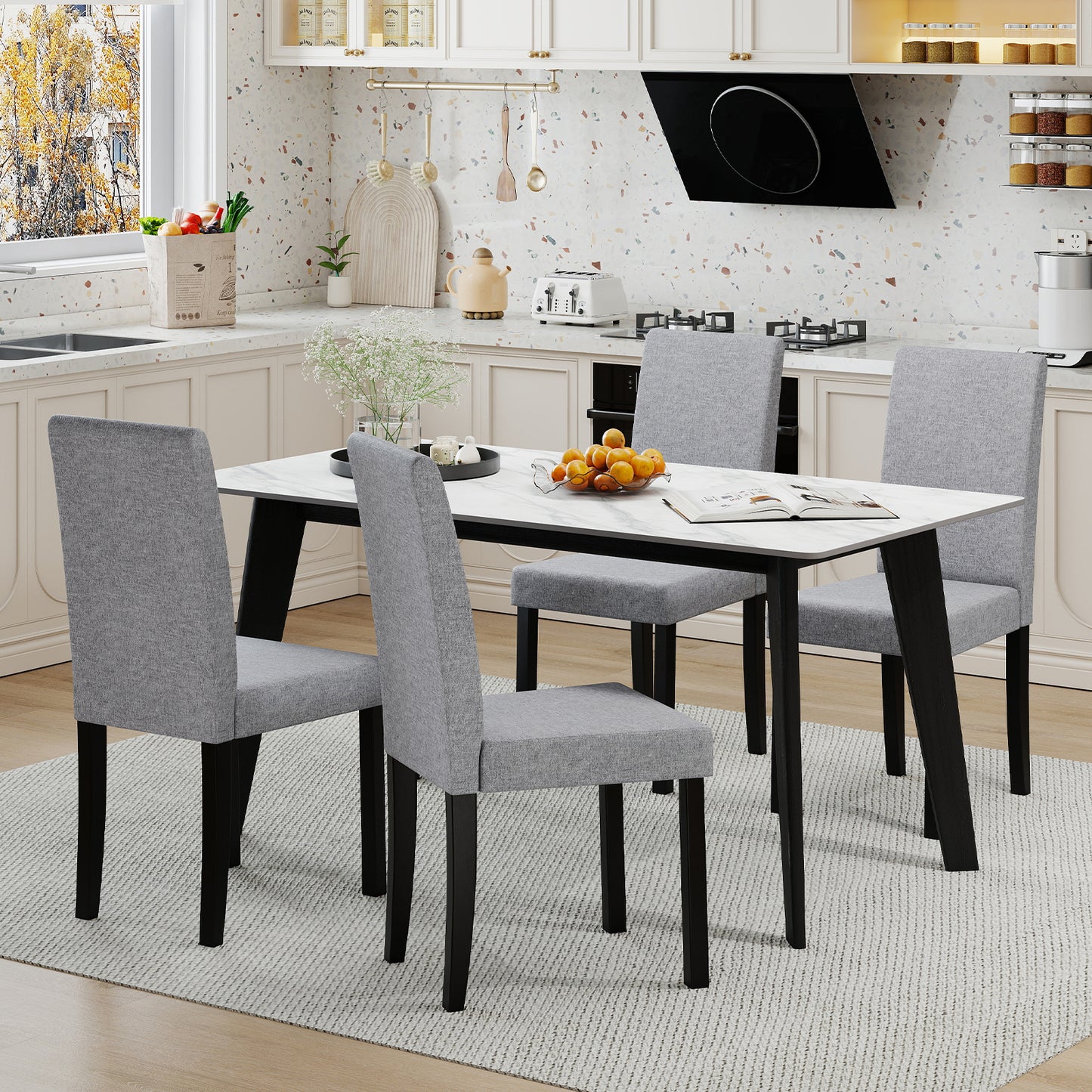 Mid-Century Upholstered Dining Chairs, Set of 2