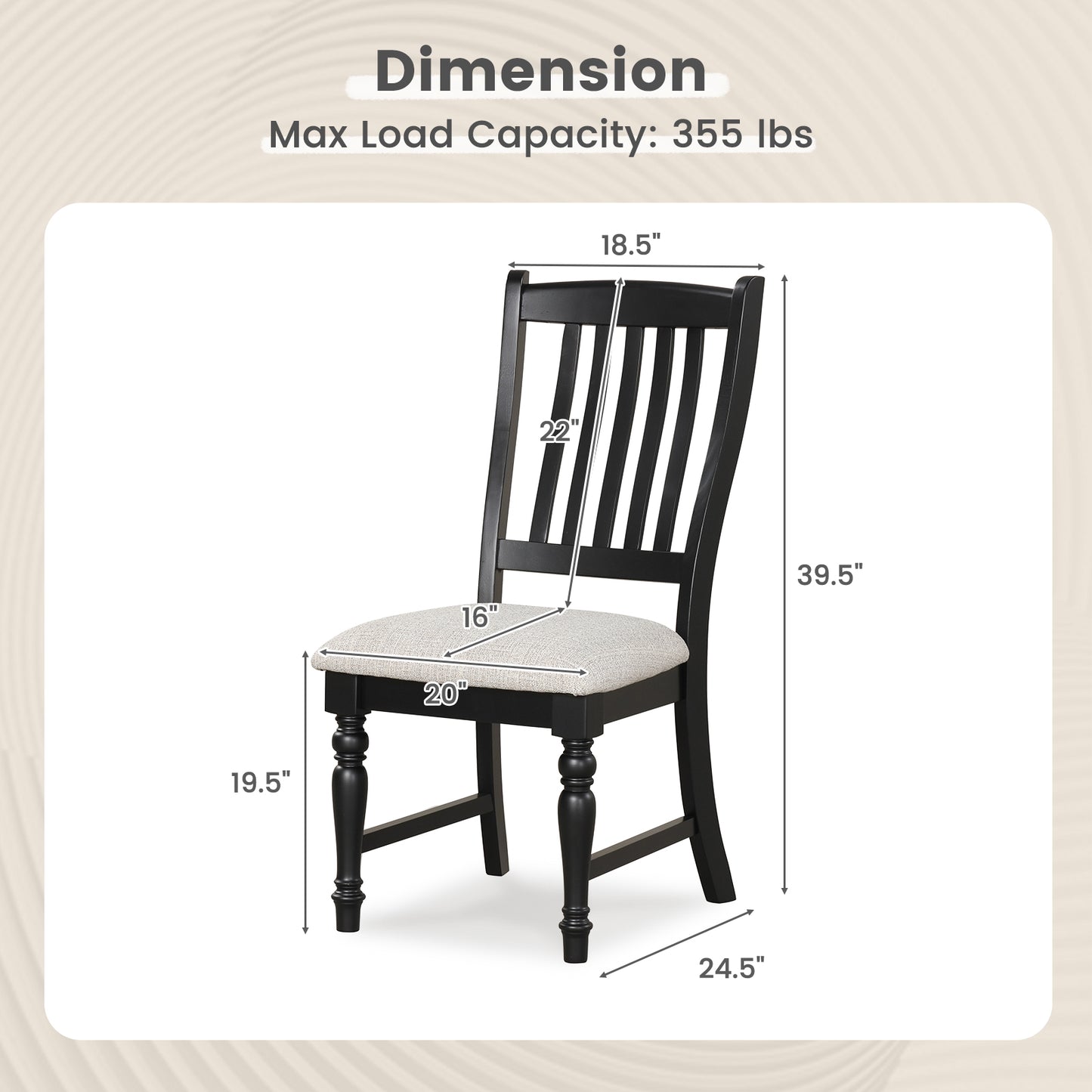 Dining Chairs Set of 2 with Solid Wood Legs