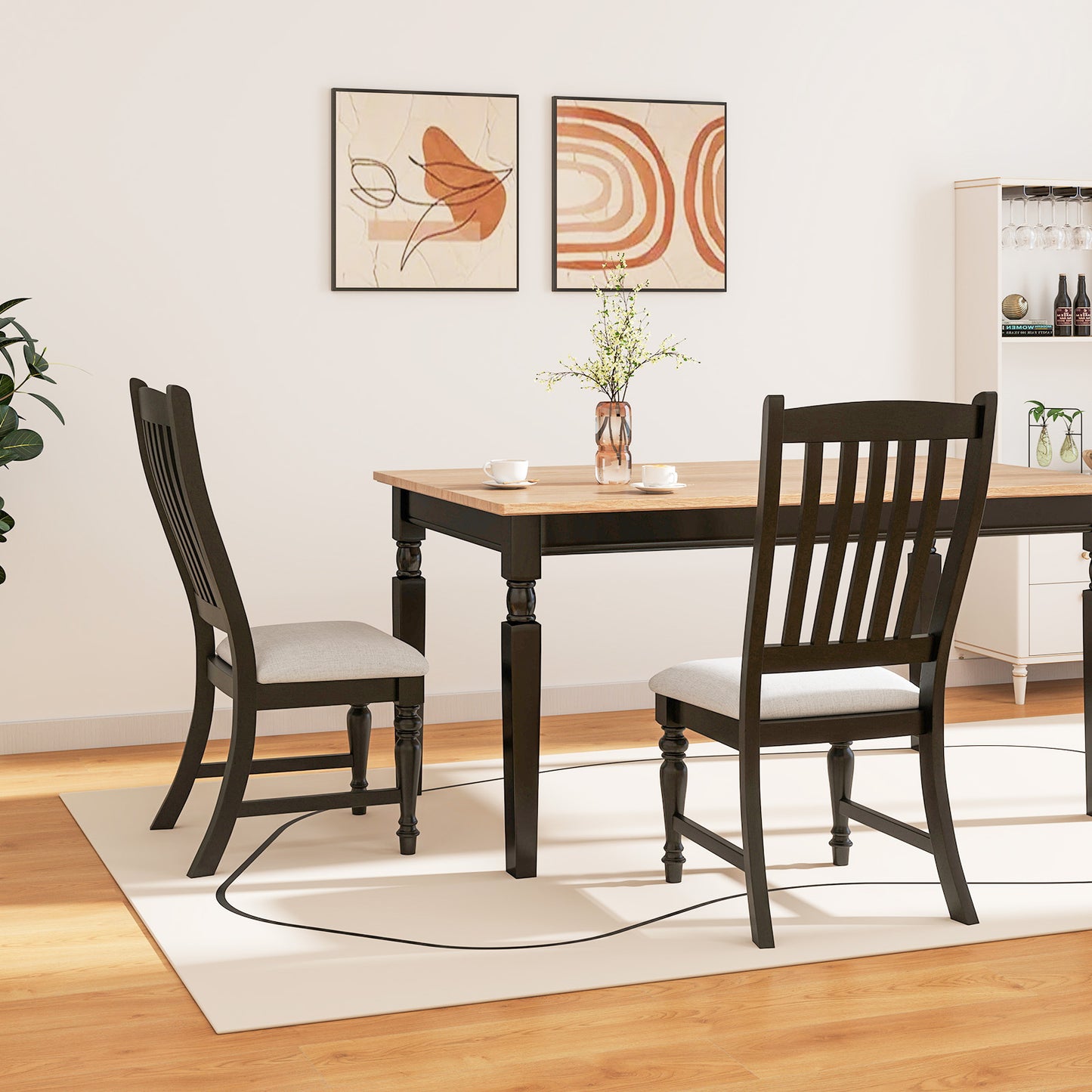 Dining Chairs Set of 2 with Solid Wood Legs