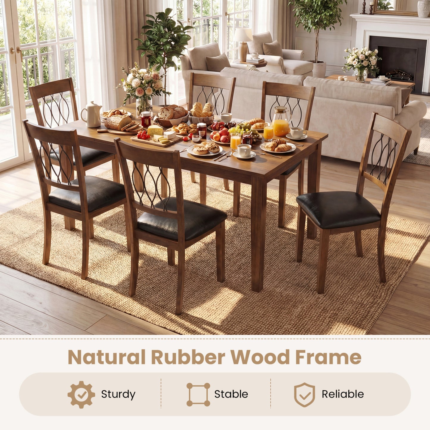 Upholstered Dining Chairs Set of 2 with Padded Seat