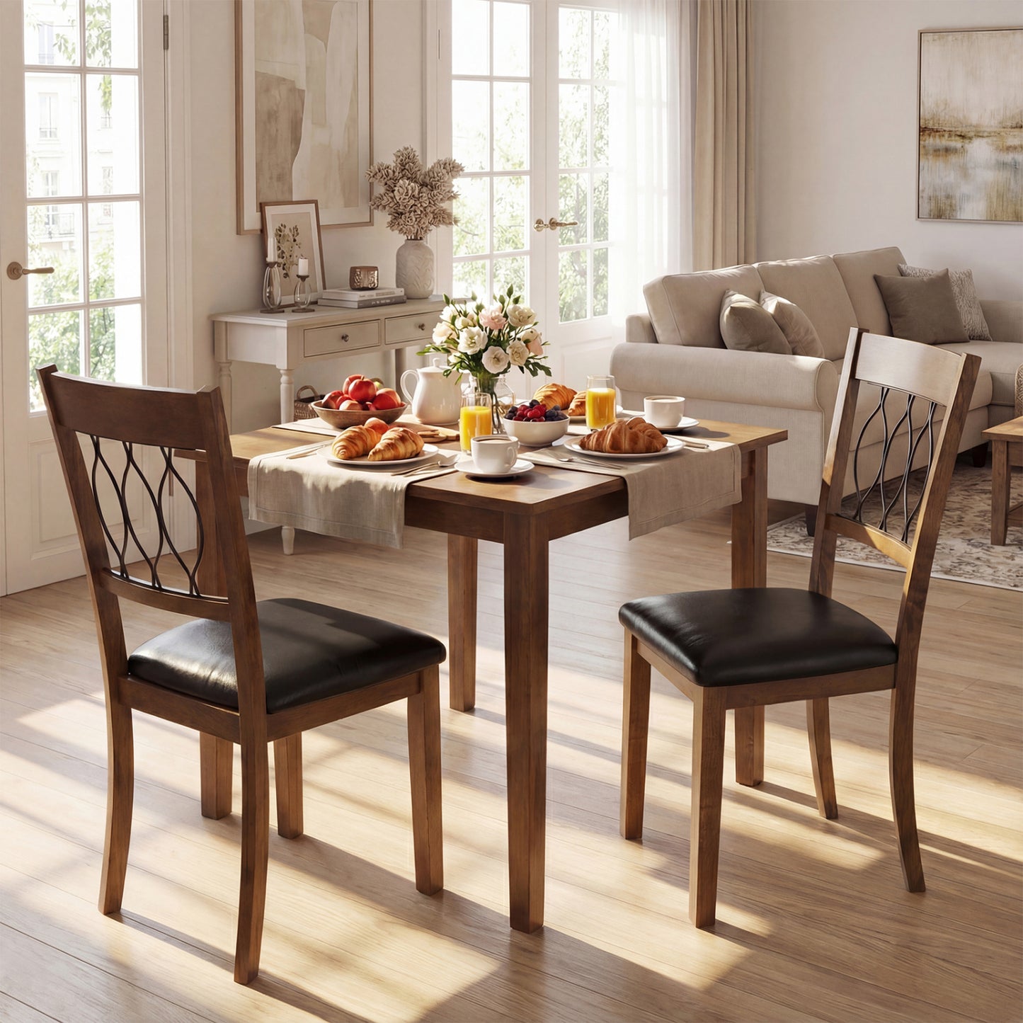 Upholstered Dining Chairs Set of 2 with Padded Seat