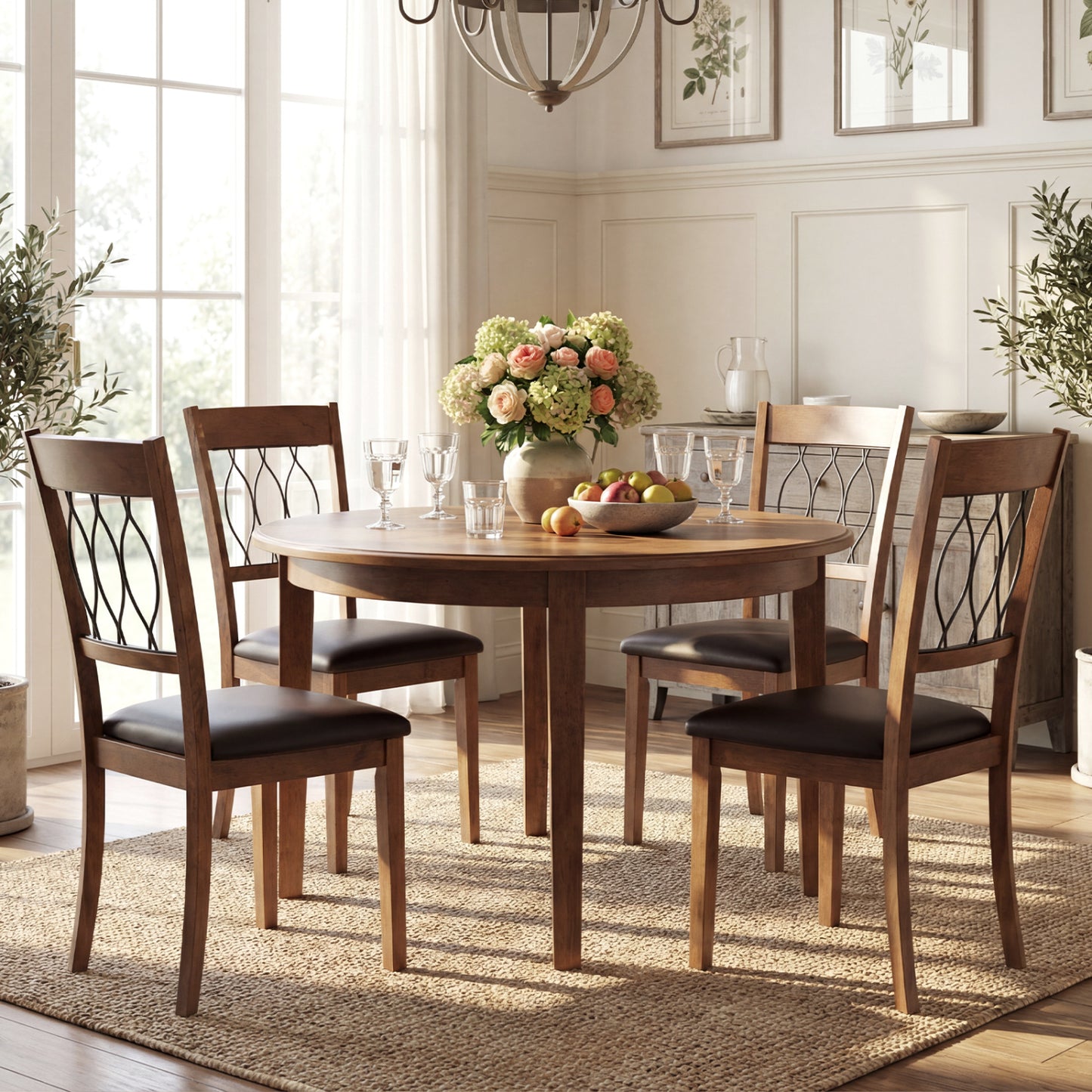 Upholstered Dining Chairs Set of 2 with Padded Seat