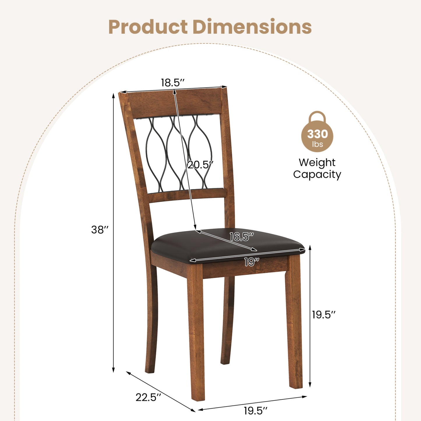 Upholstered Dining Chairs Set of 2 with Padded Seat