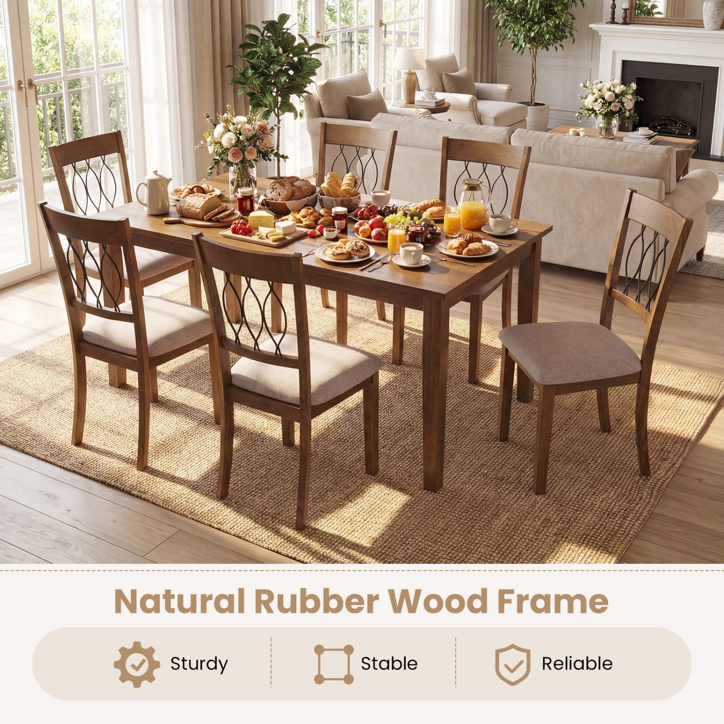 Upholstered Dining Chairs Set of 2 with Padded Seat