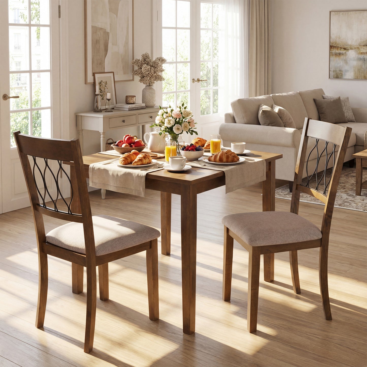 Upholstered Dining Chairs Set of 2 with Padded Seat