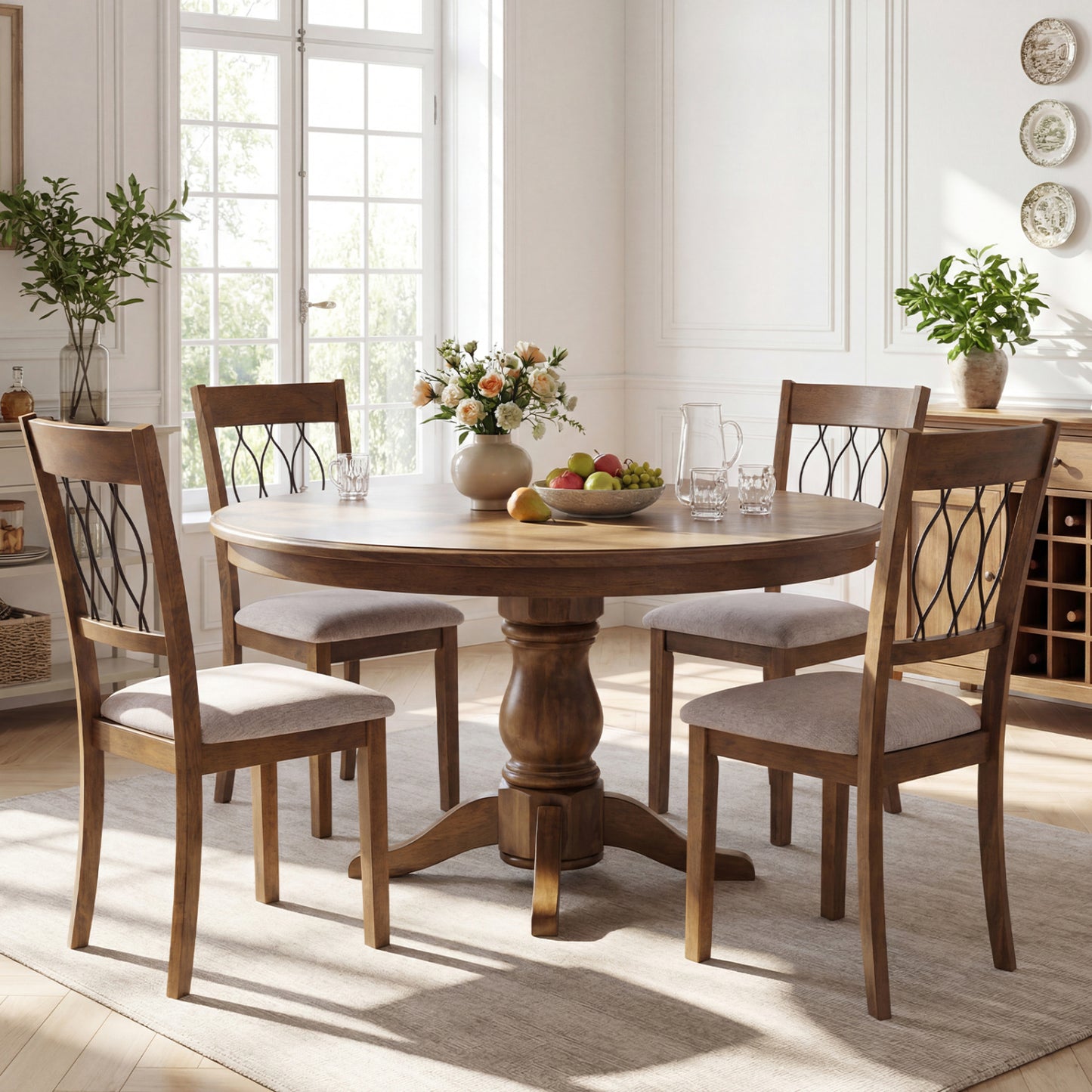 Upholstered Dining Chairs Set of 2 with Padded Seat