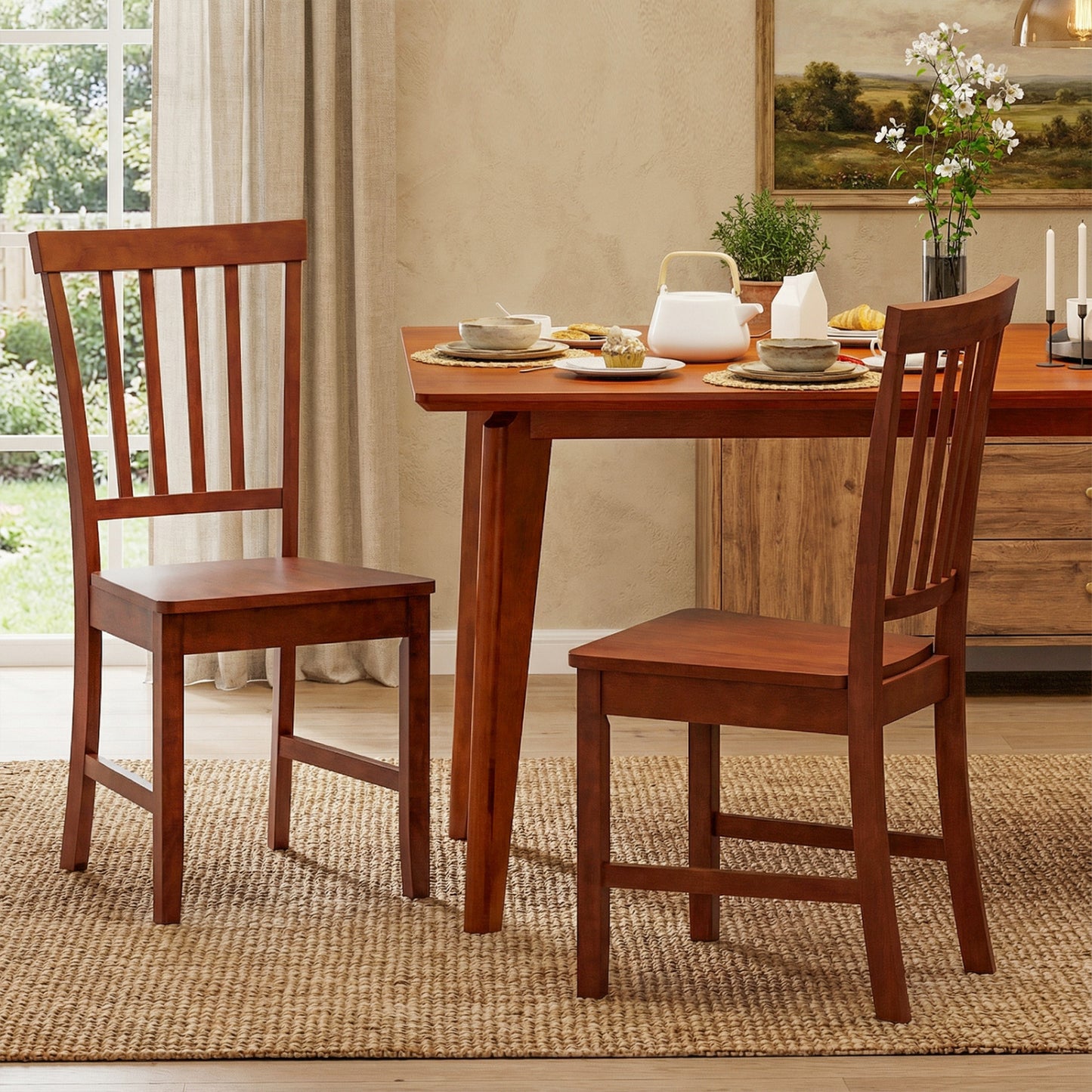 Dining Chairs Set of 2 with Solid Wooden Legs