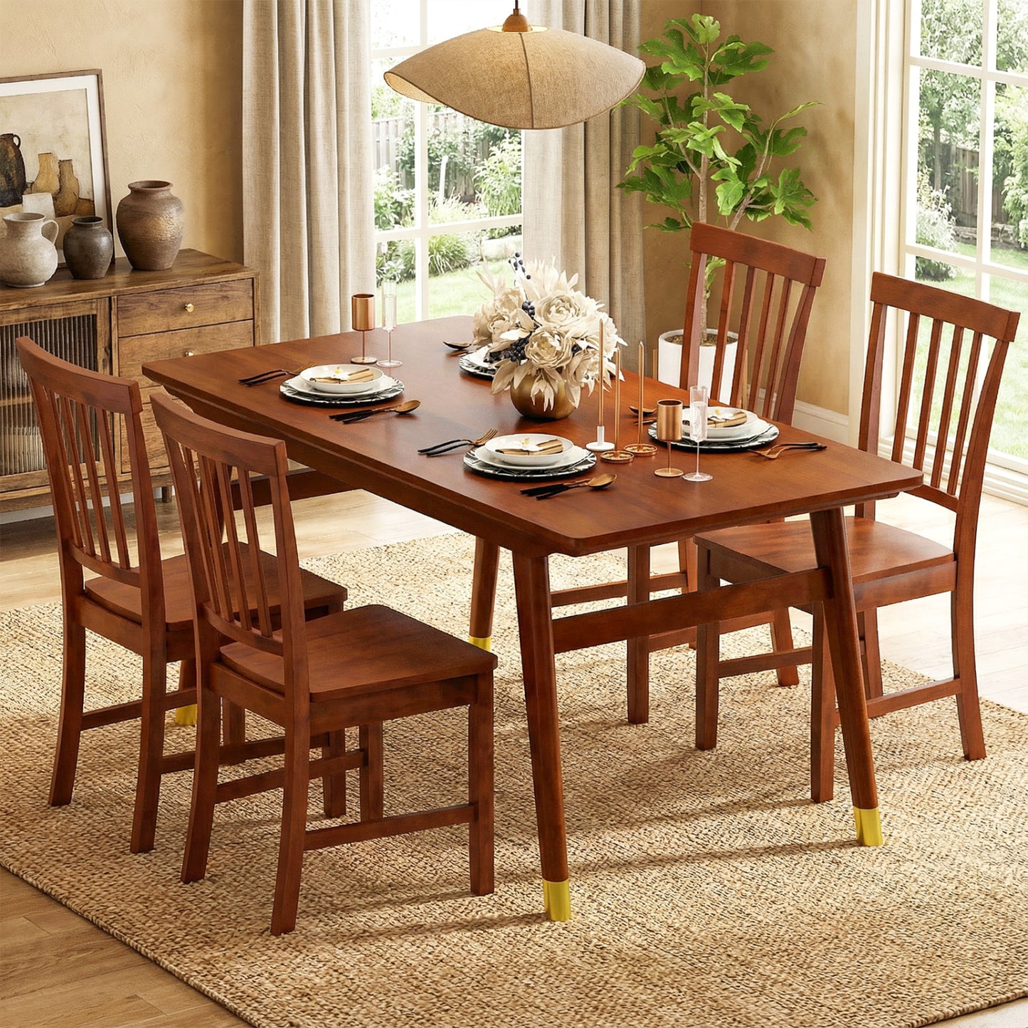 Dining Chairs Set of 2 with Solid Wooden Legs