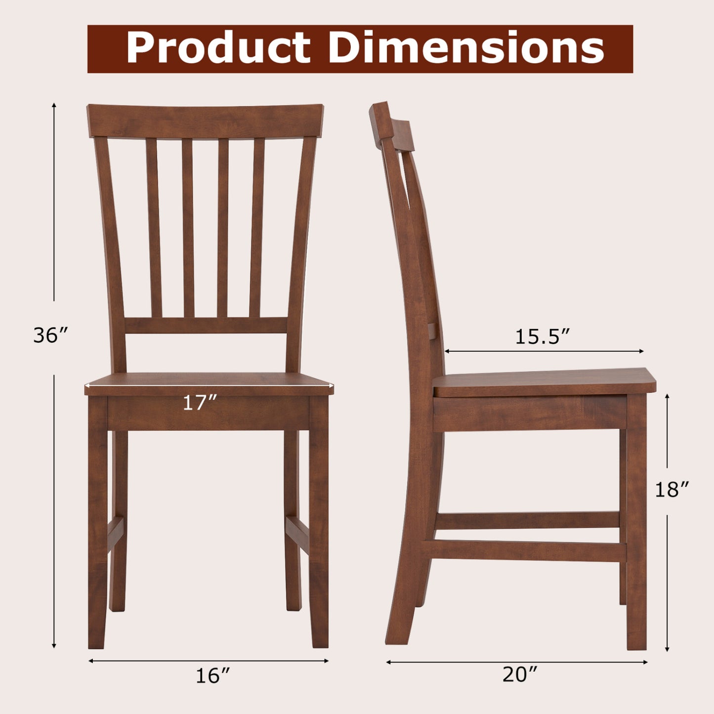 Dining Chairs Set of 2 with Solid Wooden Legs