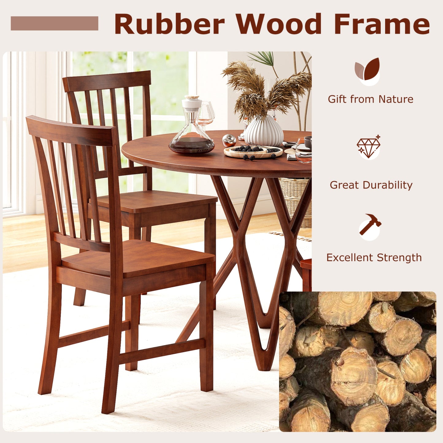 Dining Chairs Set of 2 with Solid Wooden Legs