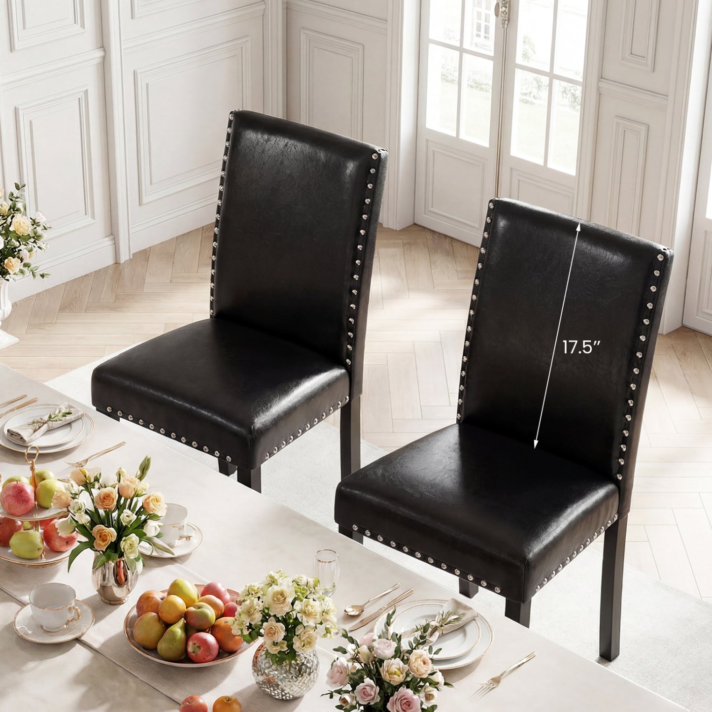 Dining Chairs Set of 4 with Padded Seats and Nailhead Trim