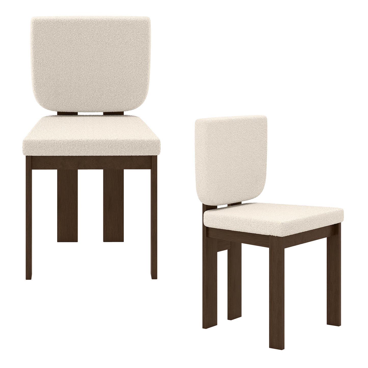 Sherpa Upholstered Dining Chairs Set of 2 with Rubber Wood Legs