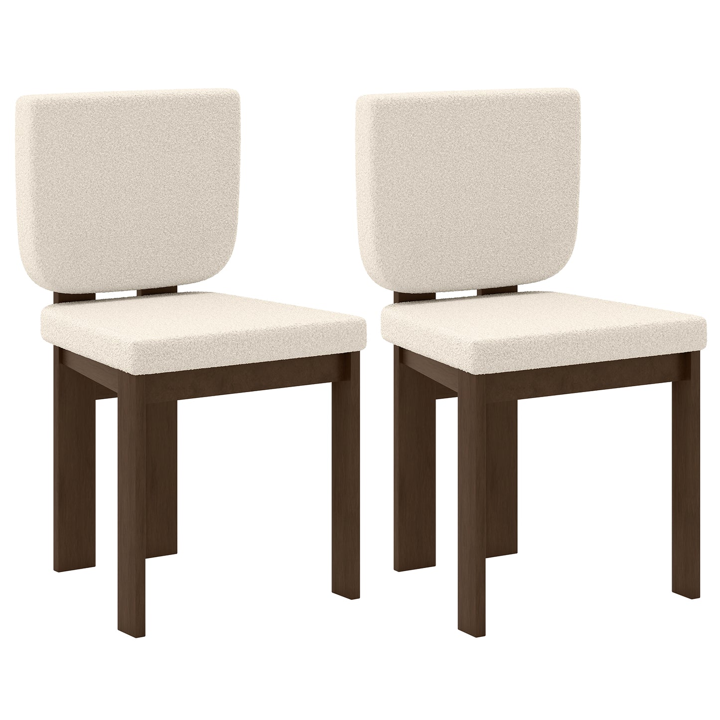 Sherpa Upholstered Dining Chairs Set of 2 with Rubber Wood Legs