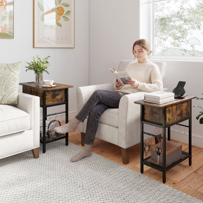 End Table Set with Charging Station & Hidden Compartment