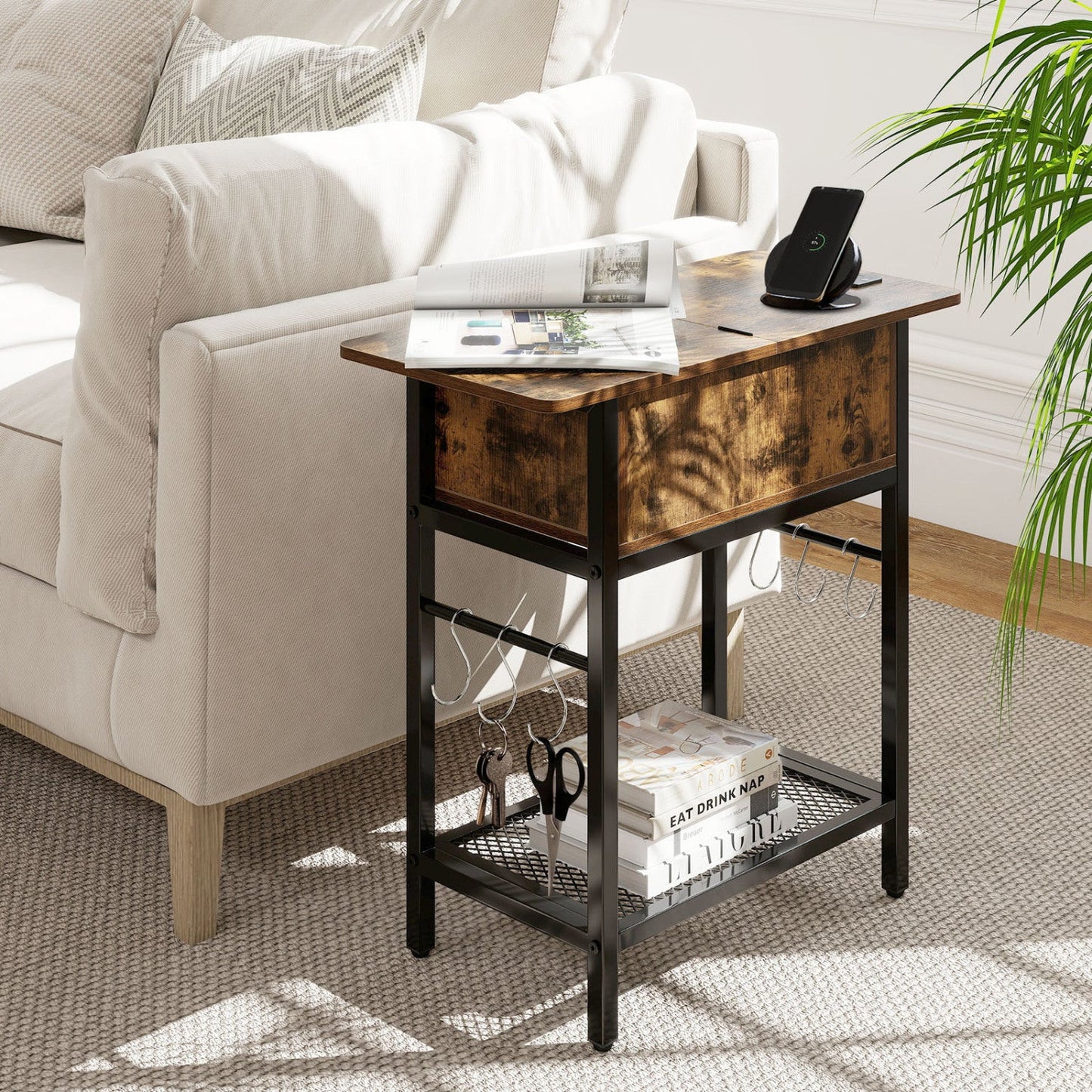 End Table Set with Charging Station & Hidden Compartment