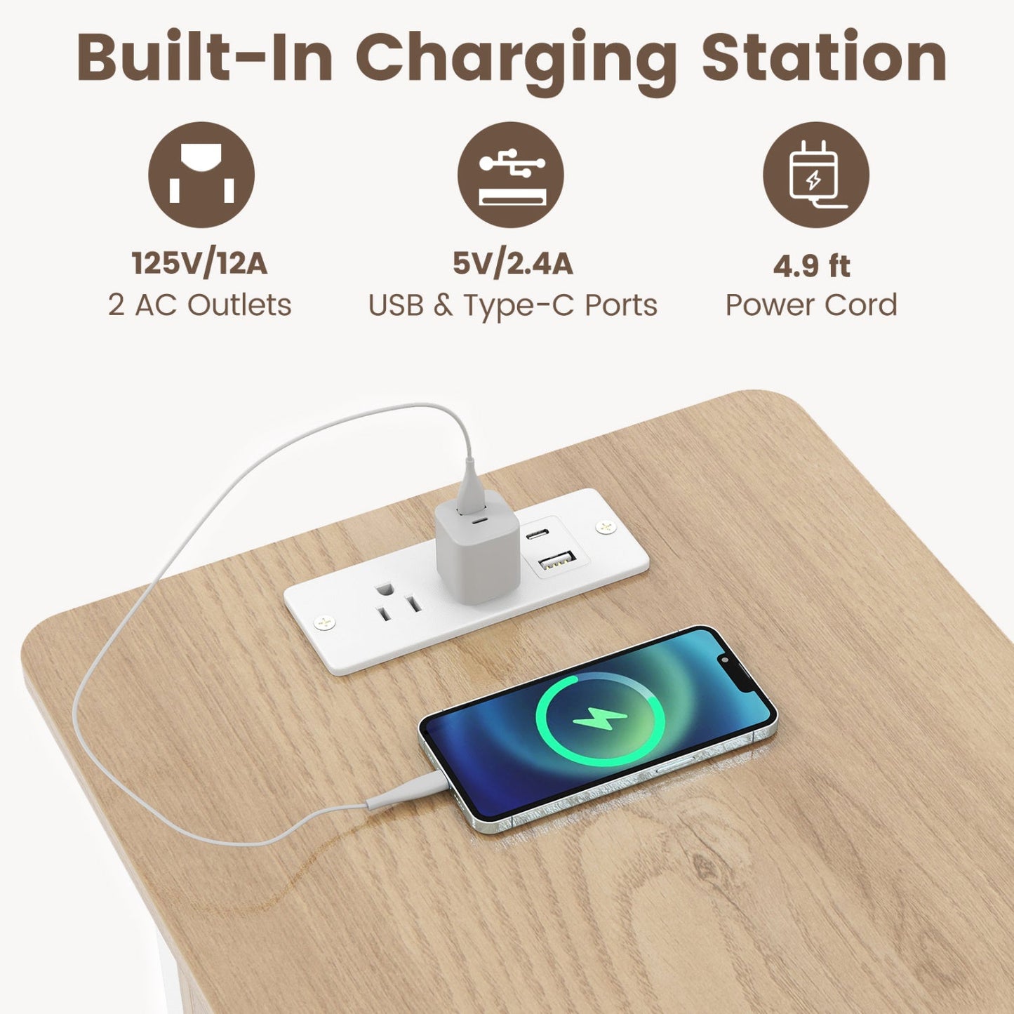End Table Set with Charging Station & Hidden Compartment