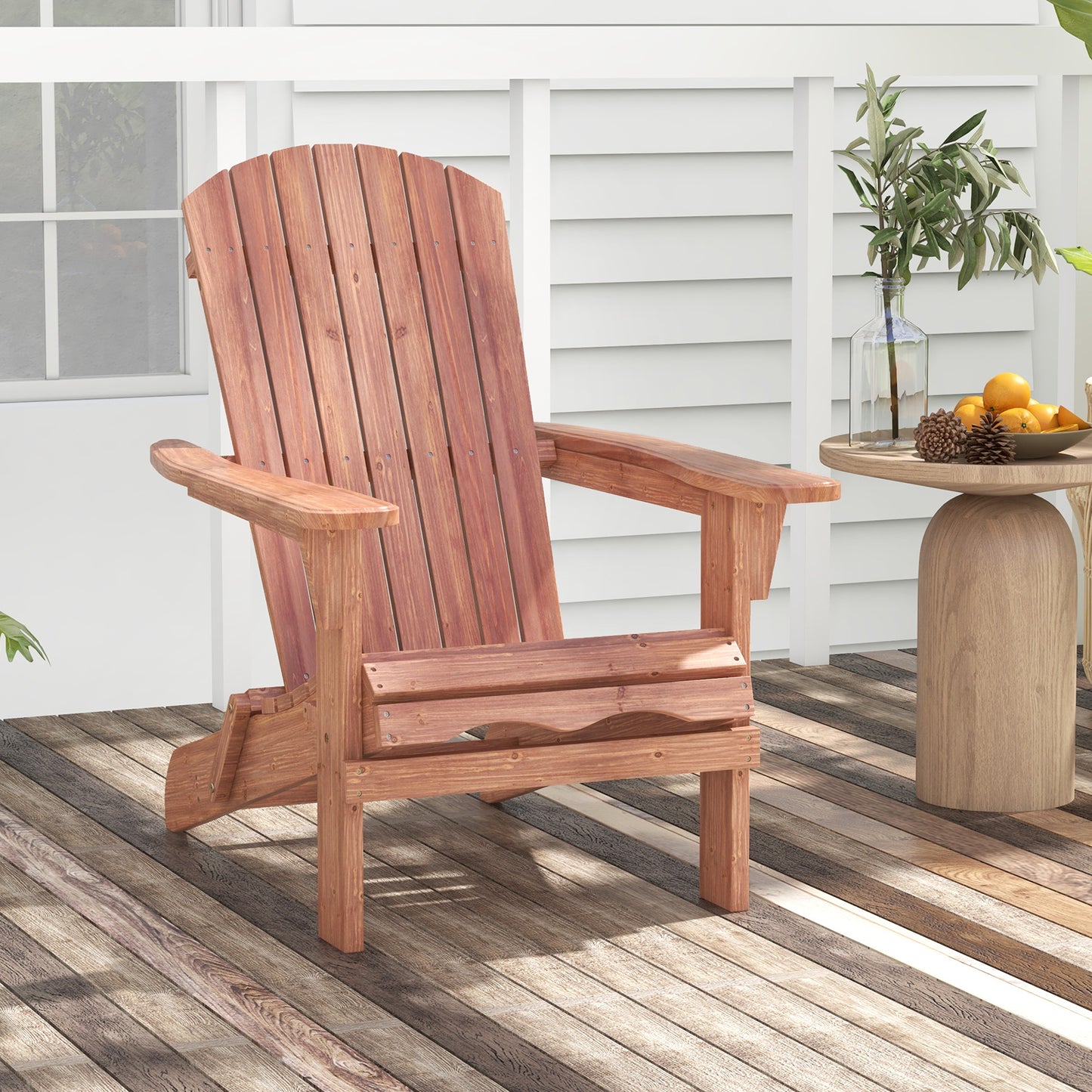Folding Adirondack Chair with High Backrest - Gray