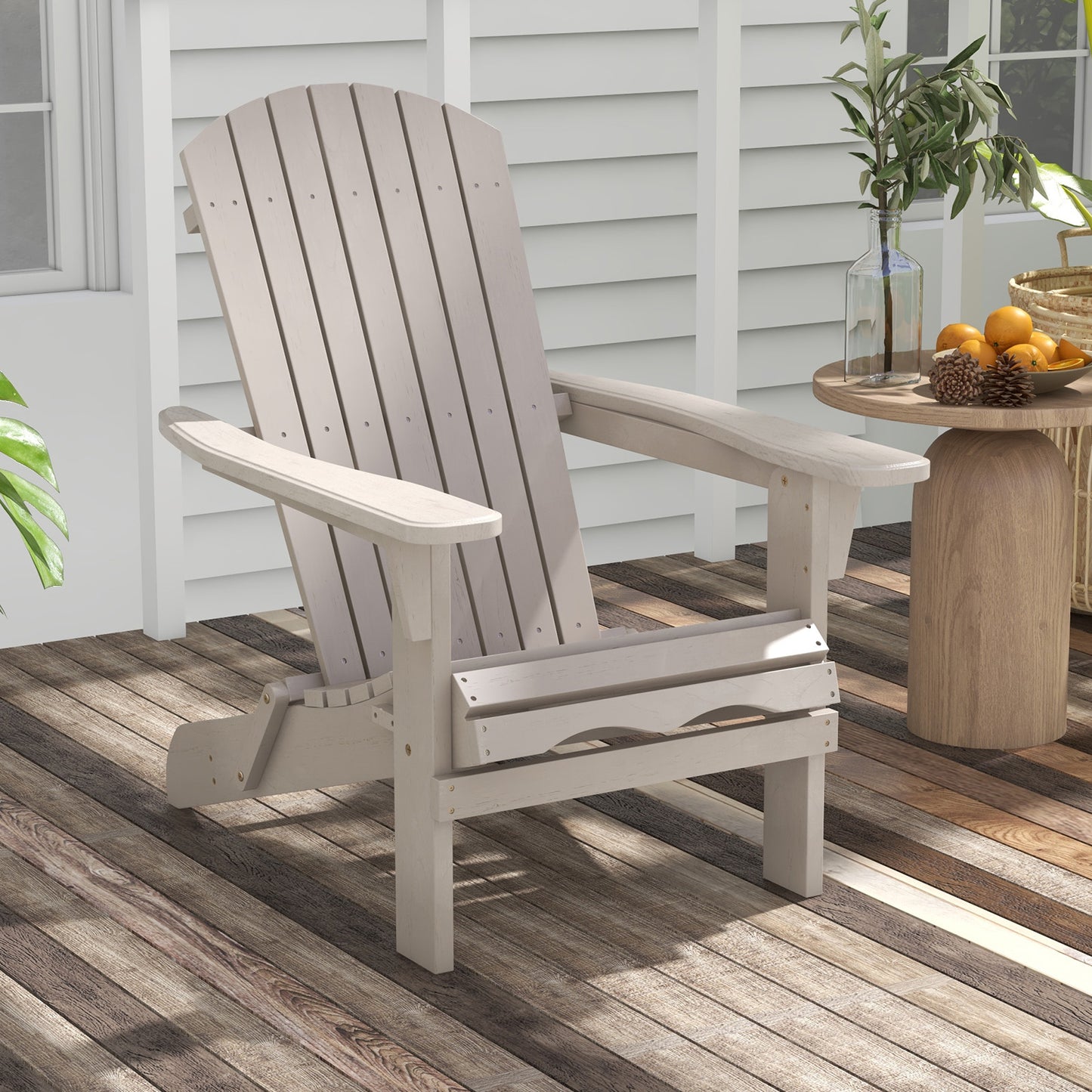 Folding Adirondack Chair with High Backrest - Gray