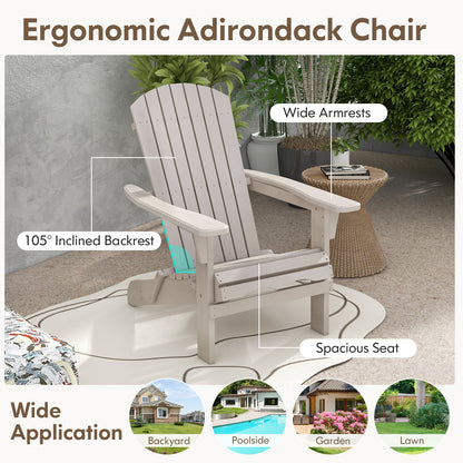 Folding Adirondack Chair with High Backrest - Gray